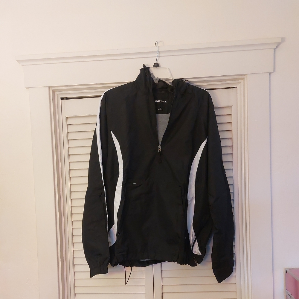 Sport-Tek By Port Authority Women's Windbreaker Track Jacket Black White Size M